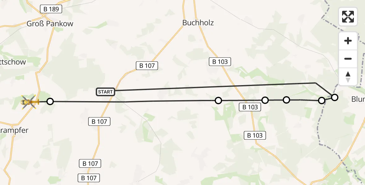 Flugroute Rettungshubschrauber Groß Pankow (Prignitz) - Plattenburg, 27 Juli 2026, 16:19