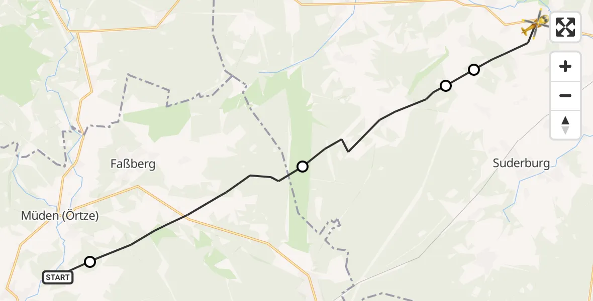 Flugroute Rettungshubschrauber Südheide - Gerdau, 27 Juli 2026, 16:28