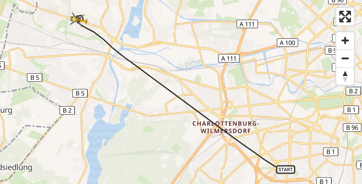 Flugroute Rettungshubschrauber Berlin - Berlin, 27 Juli 2026, 17:07