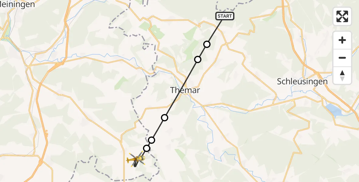 Flugroute Rettungshubschrauber Eichenberg - Grabfeld, 27 Juli 2026, 17:22