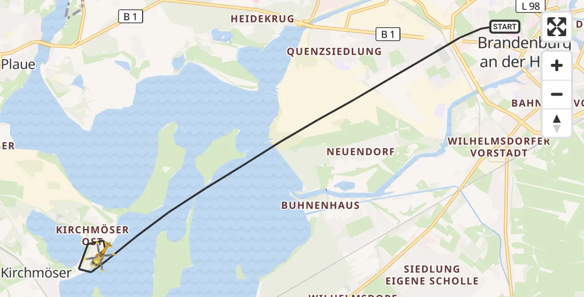 Flugroute Rettungshubschrauber Brandenburg an der Havel - Brandenburg an der Havel, 27 Juli 2026, 17:46