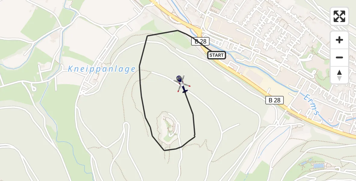 Flugroute Polizeihubschrauber Bad Urach - Bad Urach, 27 Juli 2026, 19:12