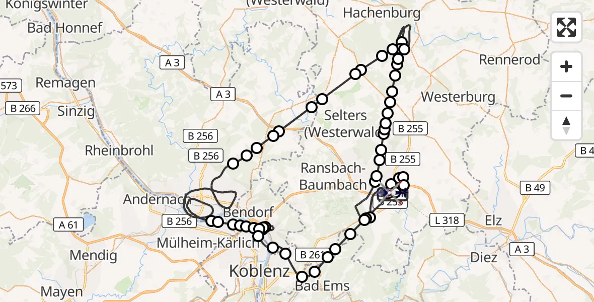Flugroute Polizeihubschrauber Autobahn Police Heiligenroth Hubschrauberlandeplatz - Autobahn Police Heiligenroth Hubschrauberlandeplatz, 27 Juli 2026, 19:57