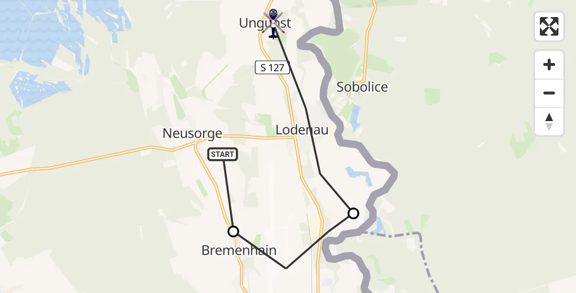 Flugroute Polizeihubschrauber Rothenburg/O.L. - Rothenburg/O.L., 27 Juli 2026, 21:15