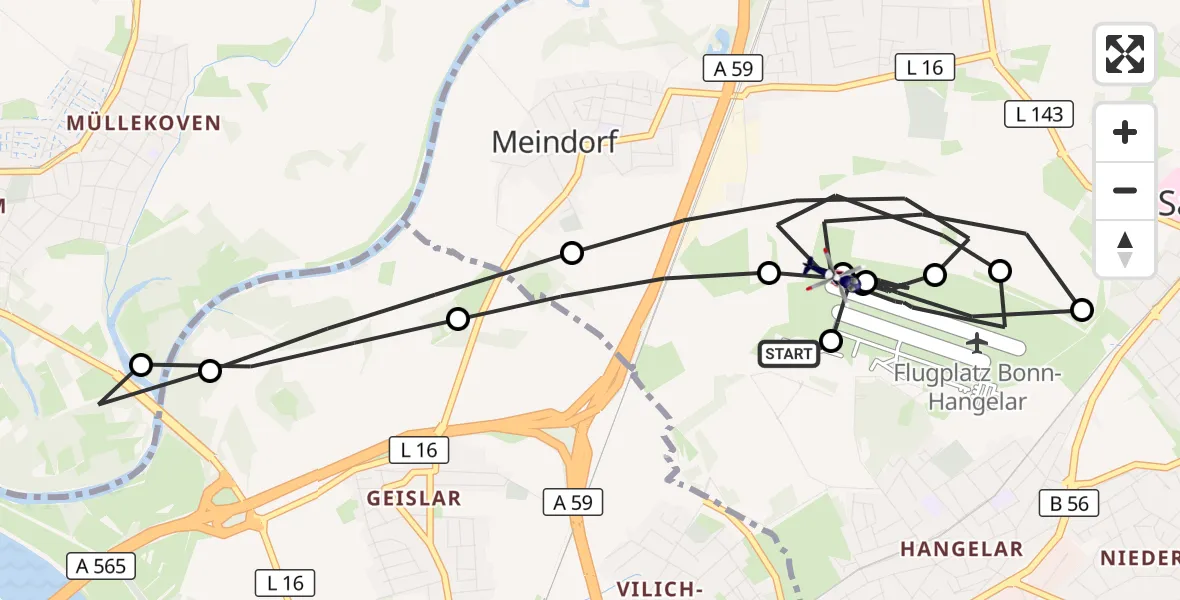 Flugroute Polizeihubschrauber Sankt Augustin - Sankt Augustin, 28 Juli 2026, 05:54