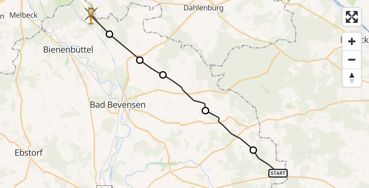 Flugroute Rettungshubschrauber Rosche - Bienenbüttel, 28 Juli 2026, 08:07
