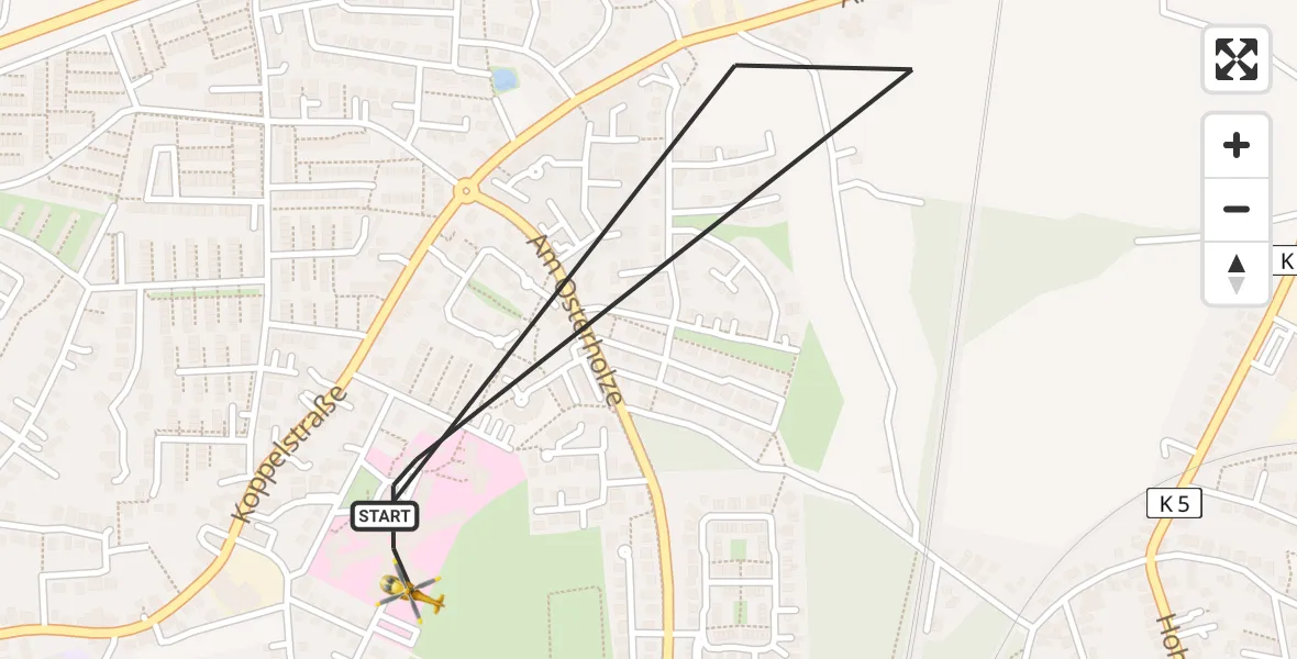 Flugroute Rettungshubschrauber Osterholz-Scharmbeck - Osterholz-Scharmbeck, 28 Juli 2026, 08:31