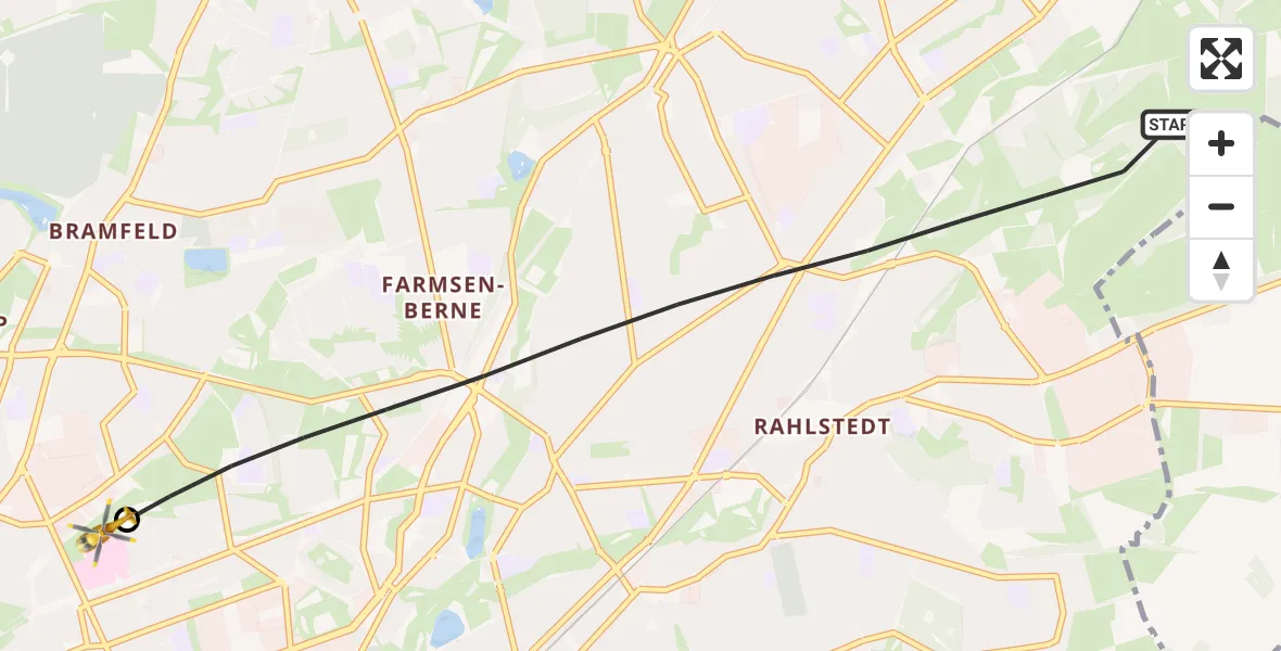 Flugroute Rettungshubschrauber Hamburg - Hamburg Military Hospital, 28 Juli 2026, 08:41