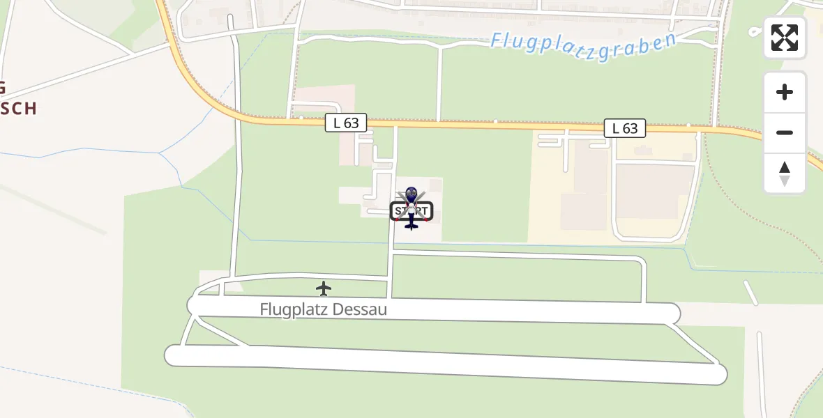 Flugroute Polizeihubschrauber Dessau Flugplatz - Dessau Flugplatz, 28 Juli 2026, 08:45