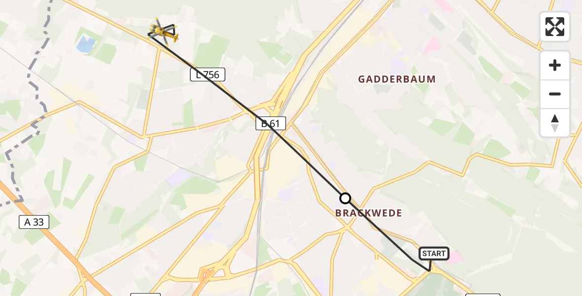 Flugroute Rettungshubschrauber Luftrettungszentrum Bielefeld - Bielefeld, 28 Juli 2026, 08:59