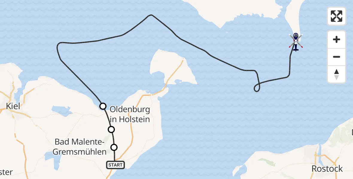 Flugroute Polizeihubschrauber Altenkrempe - Blekendorf, 28 Juli 2026, 10:05