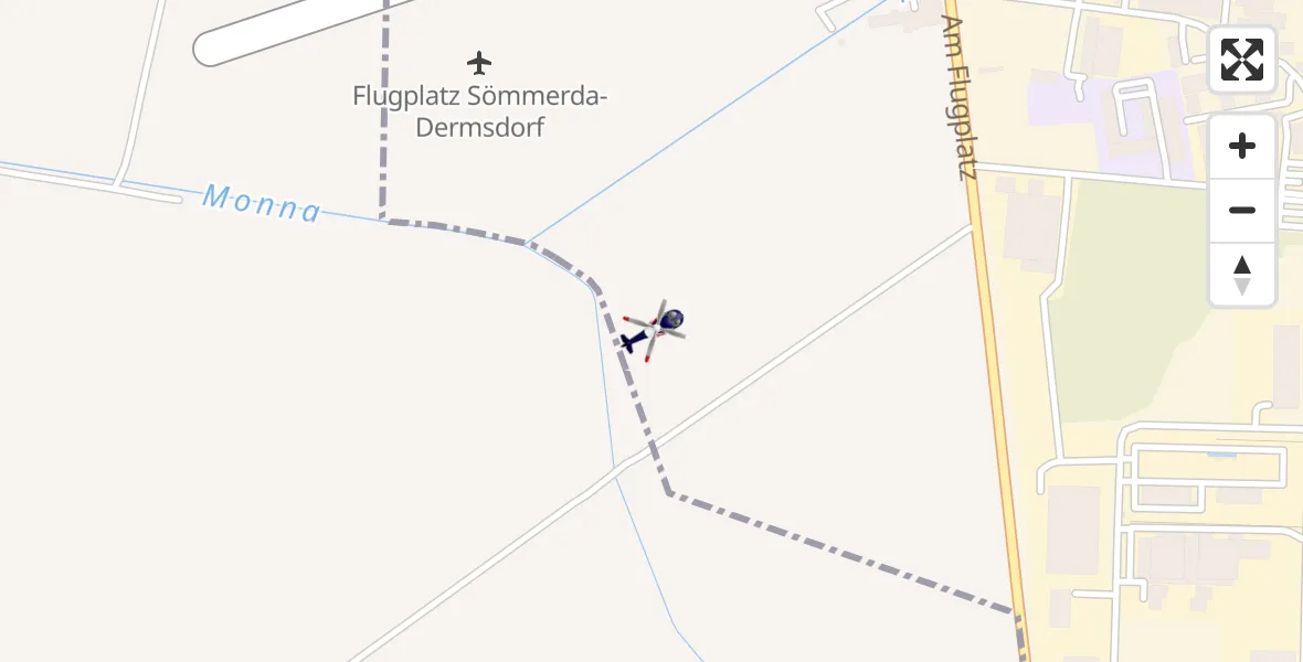Flugroute Polizeihubschrauber Kölleda - Kölleda, 28 Juli 2026, 10:29