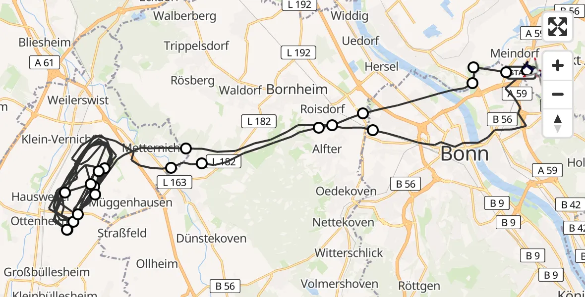 Flugroute Polizeihubschrauber Sankt Augustin - Sankt Augustin, 28 Juli 2026, 10:38