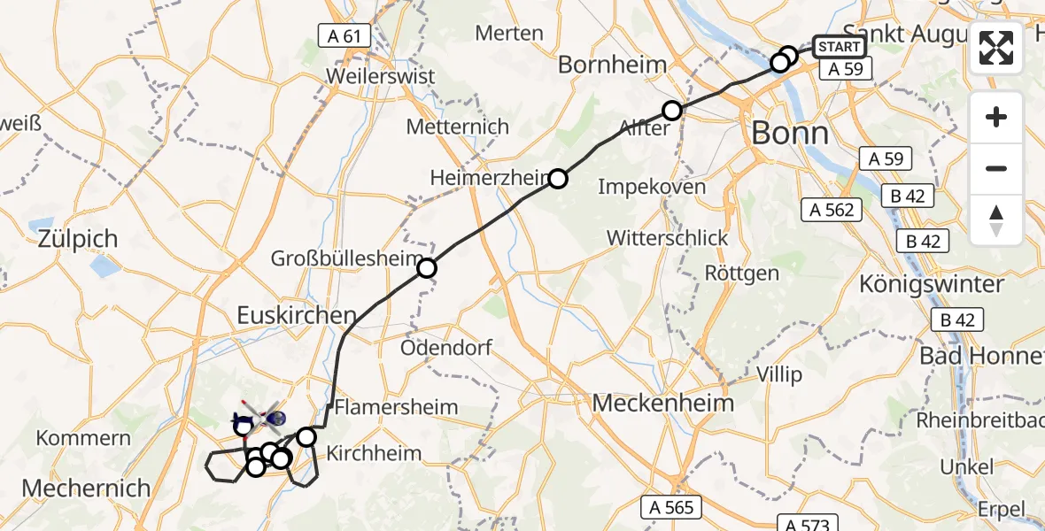 Flugroute Polizeihubschrauber Bonn - Euskirchen, 28 Juli 2026, 11:36