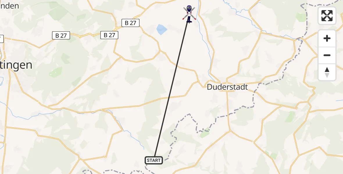 Flugroute Polizeihubschrauber Heilbad Heiligenstadt - Rollshausen, 28 Juli 2026, 12:14