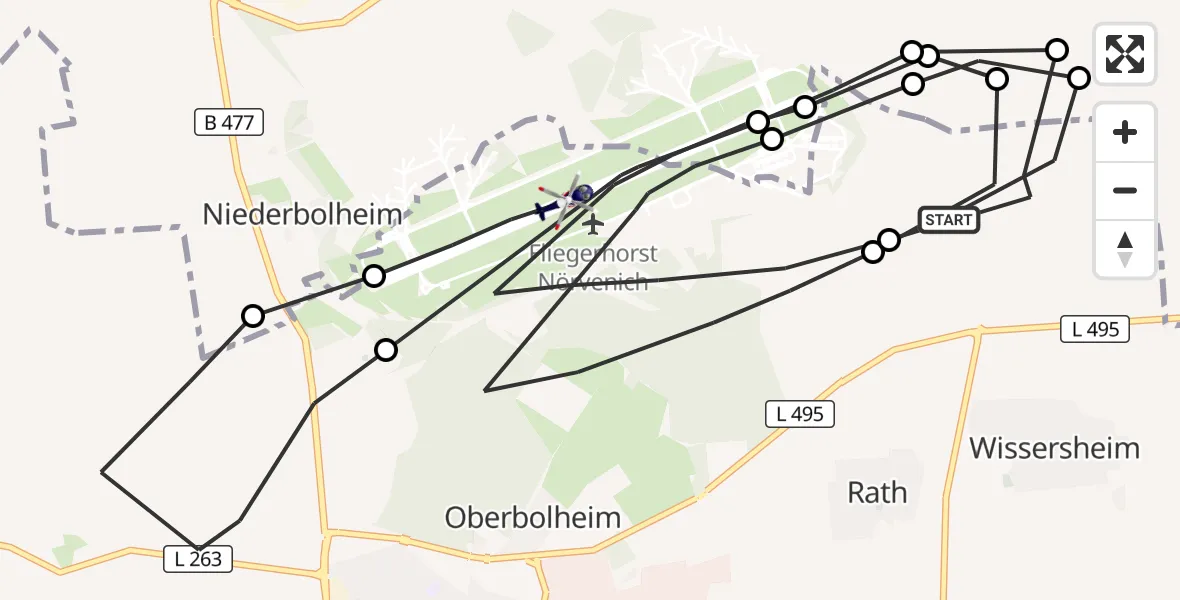 Flugroute Polizeihubschrauber Nörvenich - Militärflugplatz Nörvenich, 28 Juli 2026, 12:40