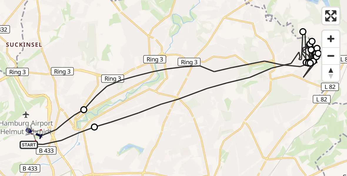 Flugroute Polizeihubschrauber Hamburg Helmut Schmidt Flughafen - Hamburg Helmut Schmidt Flughafen, 28 Juli 2026, 12:47