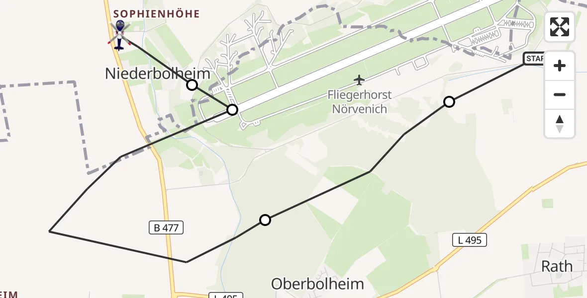 Flugroute Polizeihubschrauber Nörvenich - Kerpen, 28 Juli 2026, 13:01
