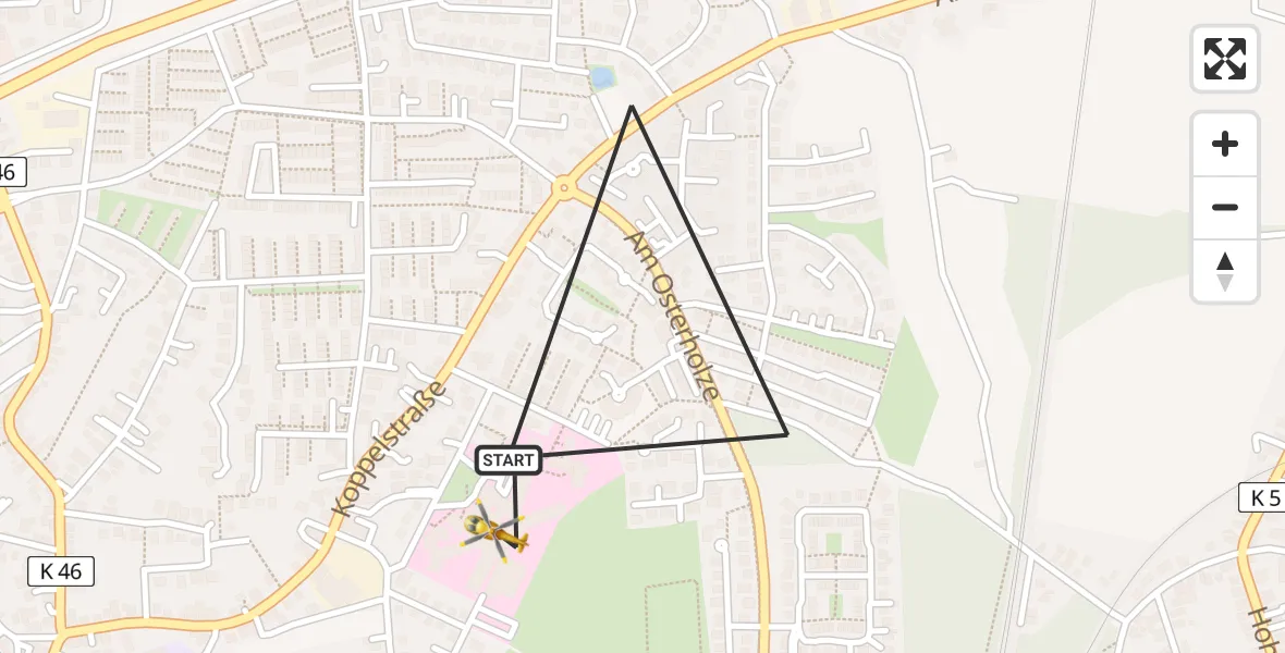 Flugroute Rettungshubschrauber Osterholz-Scharmbeck - Osterholz-Scharmbeck, 28 Juli 2026, 13:31