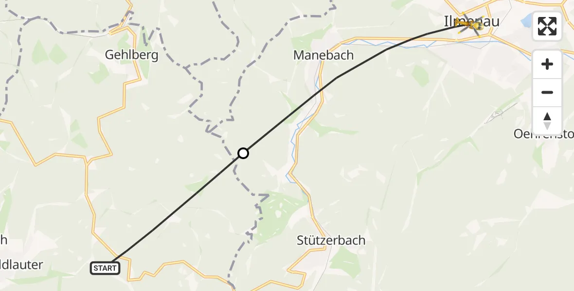 Flugroute Rettungshubschrauber Suhl - Ilmenau, 28 Juli 2026, 13:37