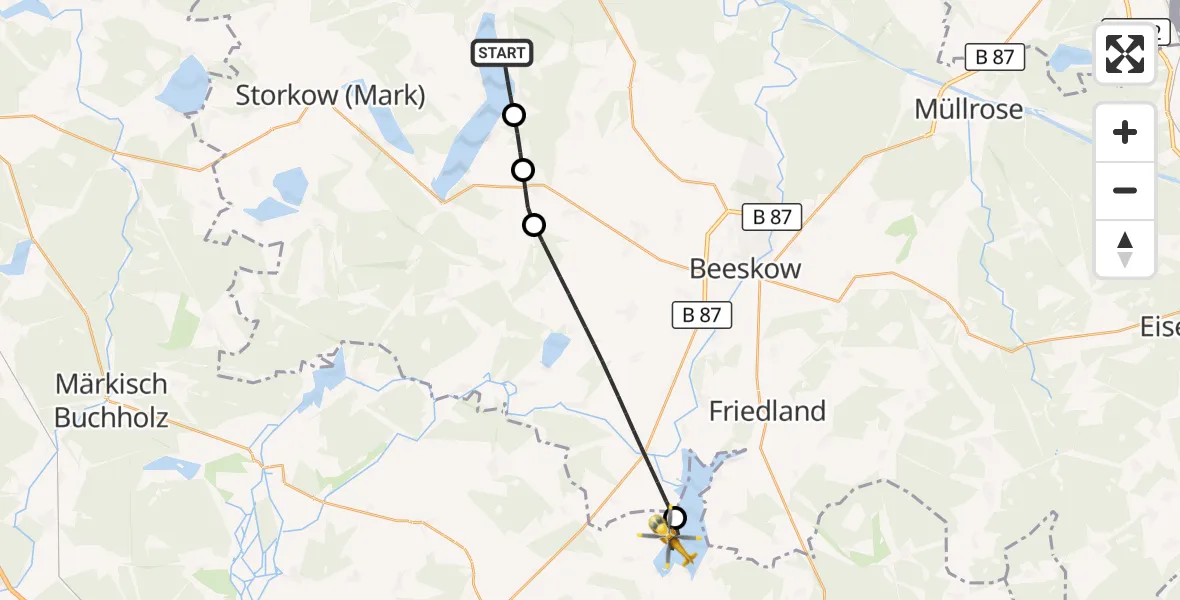 Flugroute Rettungshubschrauber Bad Saarow - Schwielochsee, 28 Juli 2026, 14:34