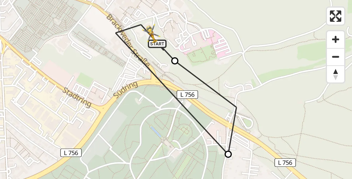 Flugroute Rettungshubschrauber Luftrettungszentrum Bielefeld - Luftrettungszentrum Bielefeld, 28 Juli 2026, 14:45