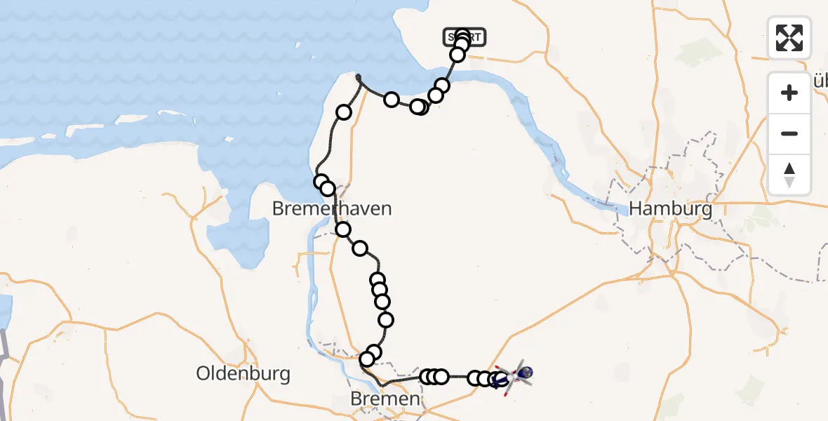 Flugroute Polizeihubschrauber Sankt Michaelisdonn Flugplatz - Bötersen, 28 Juli 2026, 15:06