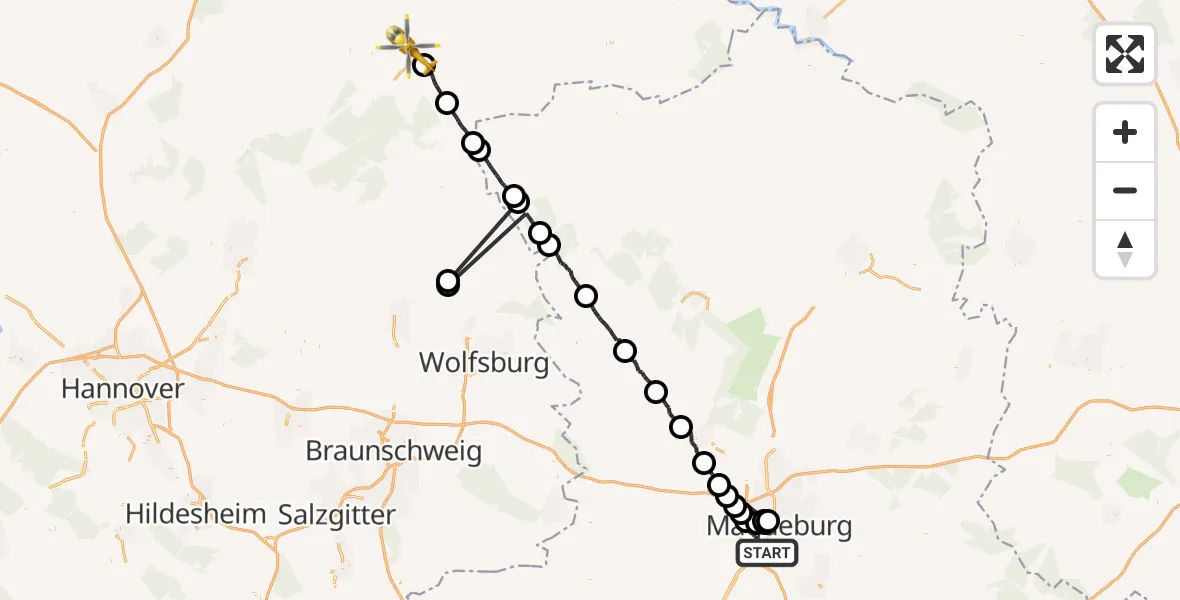 Flugroute Rettungshubschrauber Magdeburg - Uelzen, 28 Juli 2026, 15:13