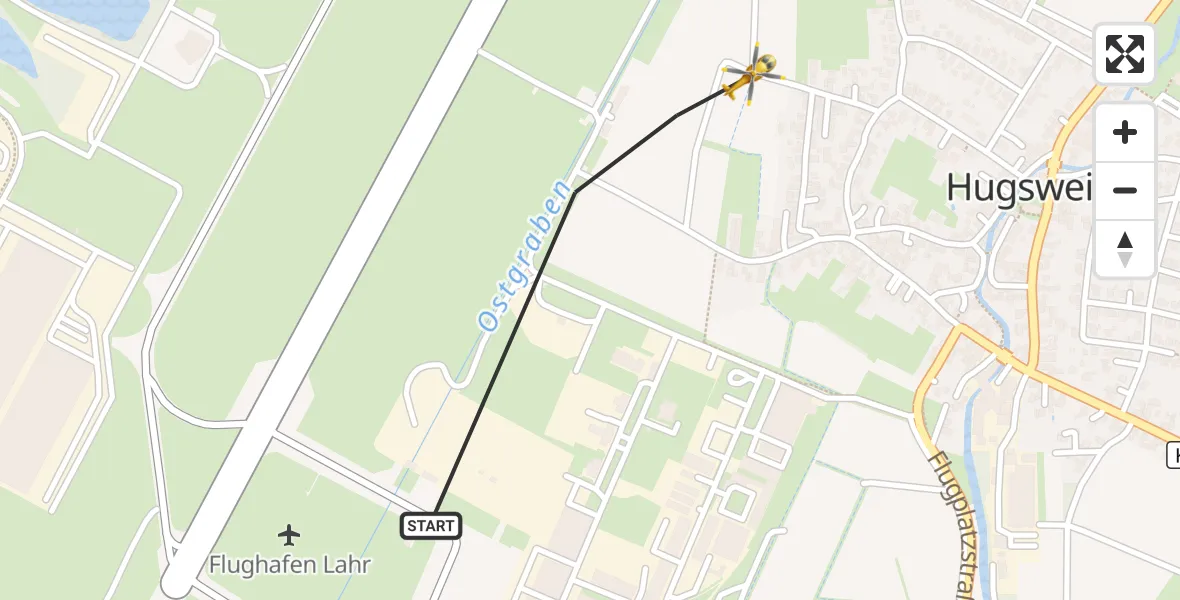 Flugroute Rettungshubschrauber Lahr Flughafen - Lahr Flughafen, 28 Juli 2026, 15:25