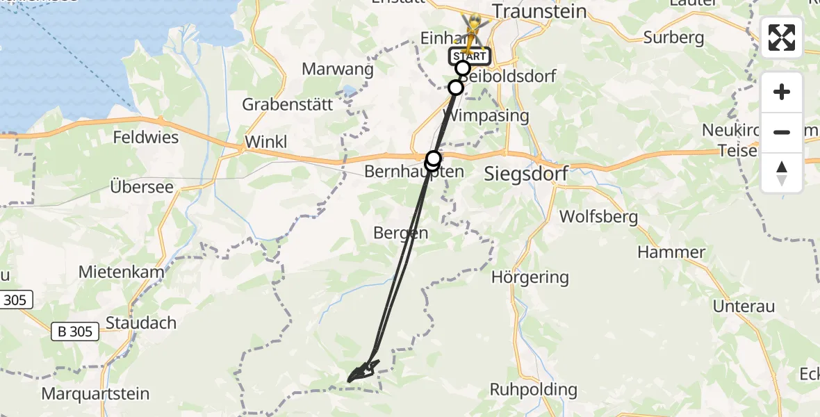 Flugroute Rettungshubschrauber Traunstein - Traunstein, 28 Juli 2026, 15:33