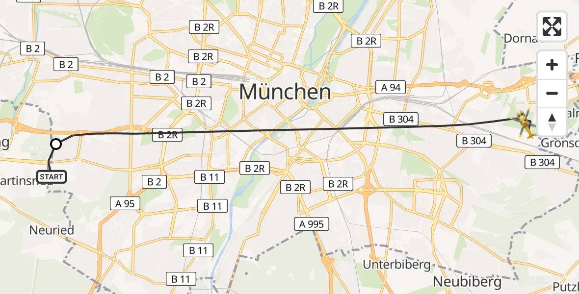 Flugroute Rettungshubschrauber DRF Air Rescue München Hubschrauberlandeplatz - München, 28 Juli 2026, 15:43