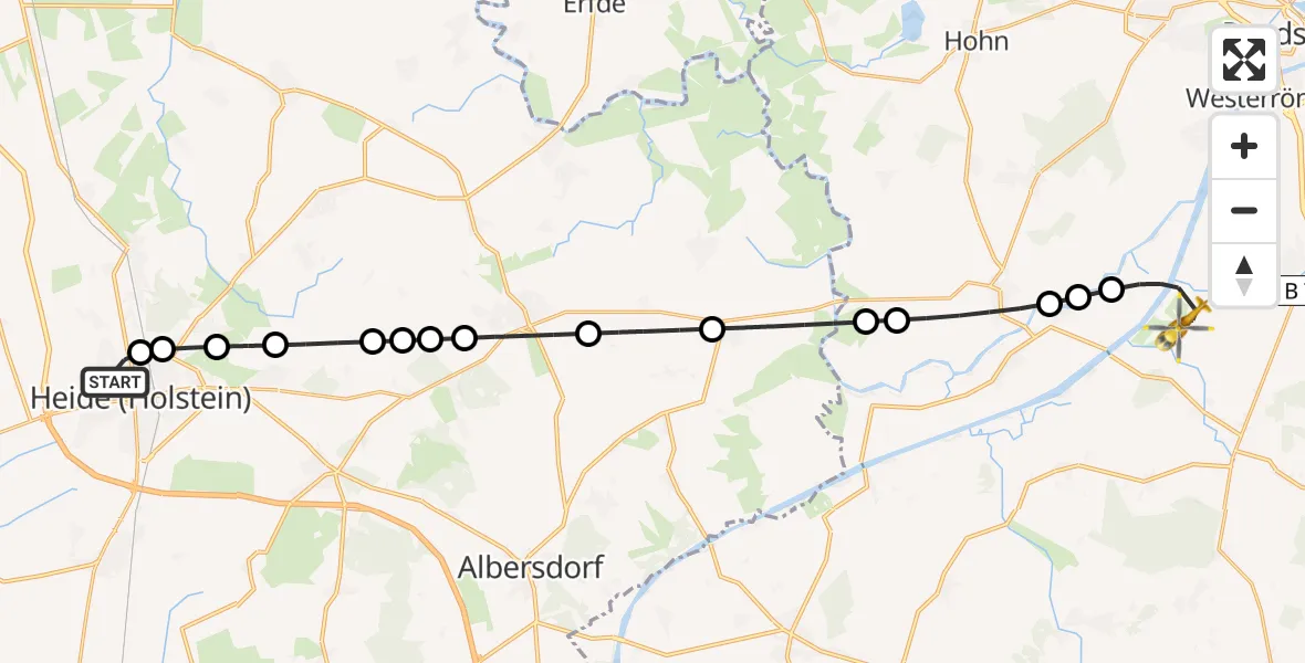 Flugroute Ambulanzhubschrauber Heide - Hörsten, 28 Juli 2026, 16:37