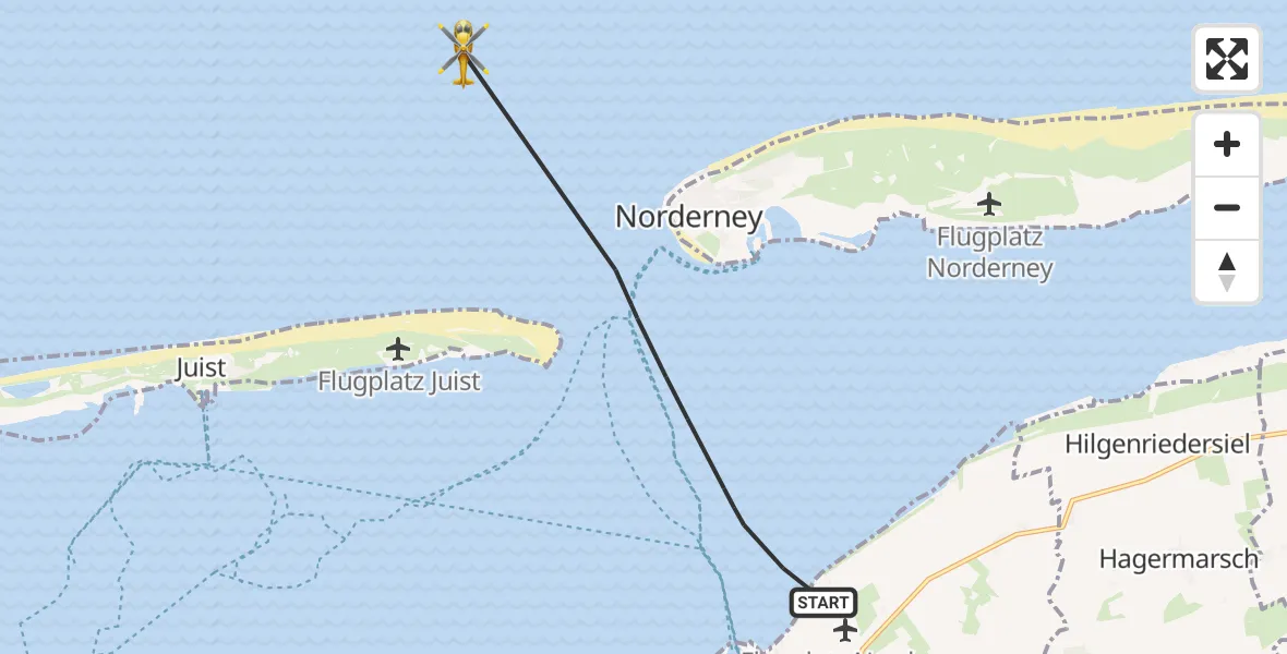 Flugroute Ambulanzhubschrauber Noordzee - Noordzee, 28 Juli 2026, 18:12