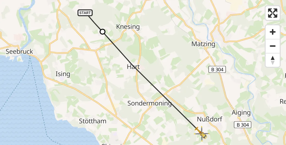 Flugroute Rettungshubschrauber Seeon-Seebruck - Nußdorf, 28 Juli 2026, 18:28