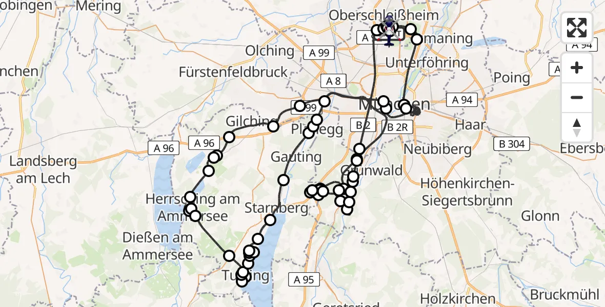 Flugroute Polizeihubschrauber Oberschleißheim - Oberschleißheim, 28 Juli 2026, 18:57