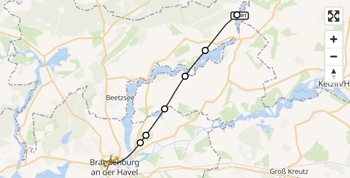 Flugroute Rettungshubschrauber Brandenburg an der Havel - Brandenburg an der Havel, 28 Juli 2026, 18:58