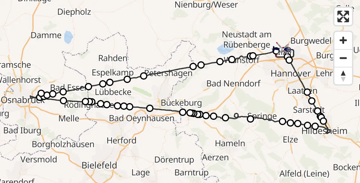 Flugroute Polizeihubschrauber Flughafen Hannover - Flughafen Hannover, 28 Juli 2026, 19:49