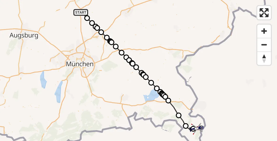 Flugroute Polizeihubschrauber Schweitenkirchen - Schönau a.Königssee, 28 Juli 2026, 20:06