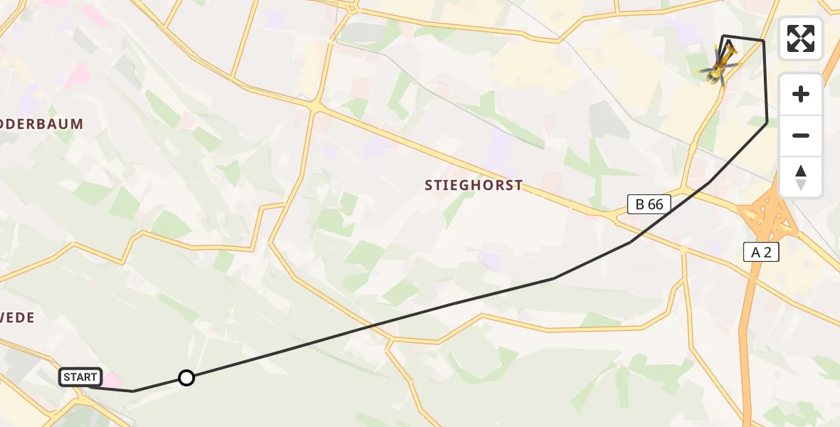 Flugroute Rettungshubschrauber Luftrettungszentrum Bielefeld - Bielefeld, 29 Juli 2026, 05:04