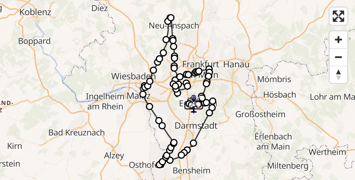 Flugroute Polizeihubschrauber Flughafen Frankfurt-Egelsbach - Flughafen Frankfurt-Egelsbach, 29 Juli 2026, 05:31