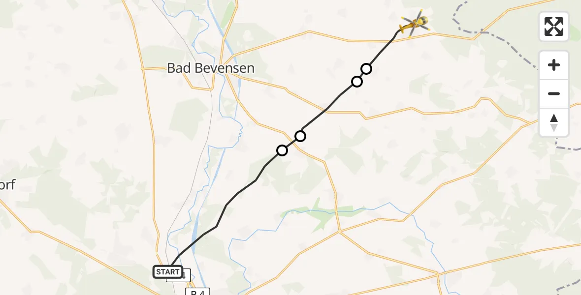 Flugroute Rettungshubschrauber Uelzen - Himbergen, 29 Juli 2026, 06:11