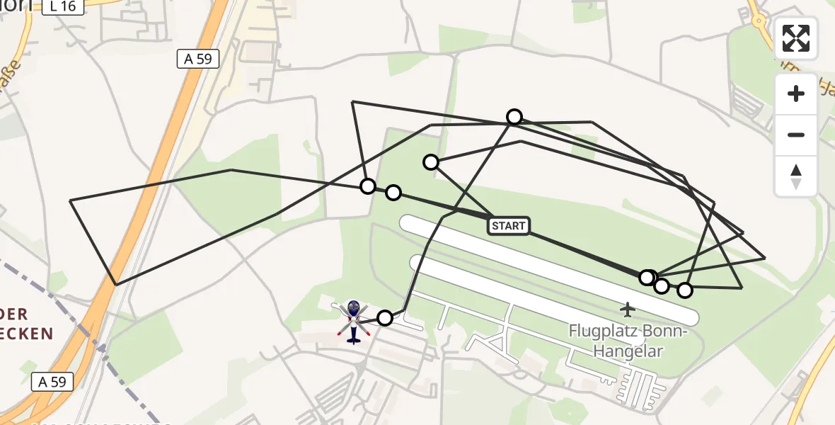 Flugroute Polizeihubschrauber Bonn-Hangelar Flugplatz - Sankt Augustin, 29 Juli 2026, 06:16