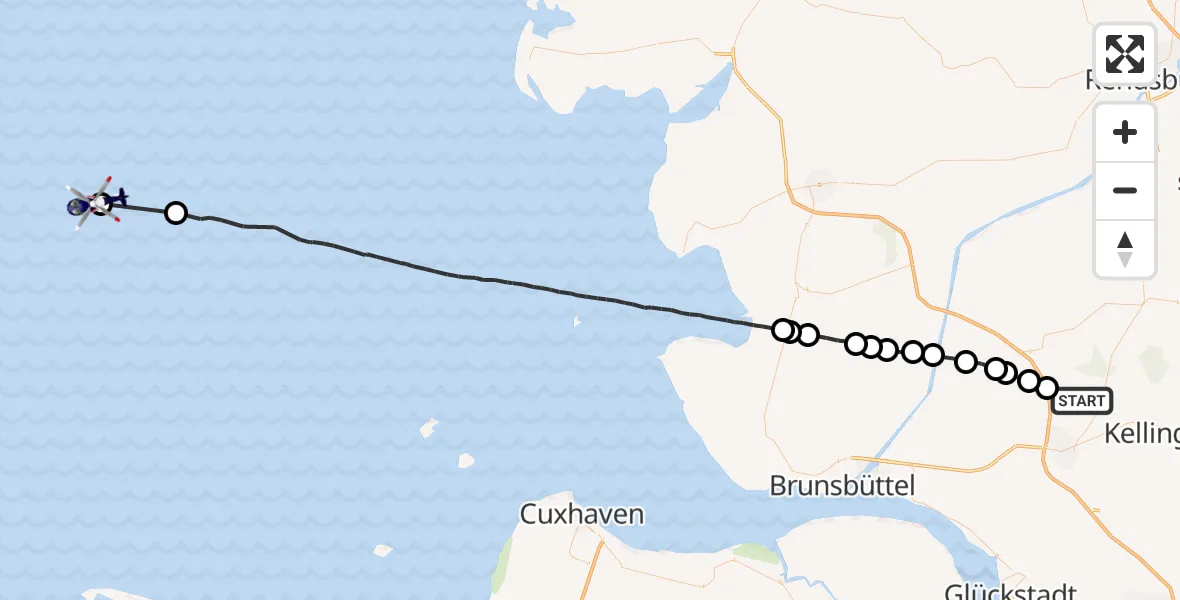 Flugroute Polizeihubschrauber Hohenaspe - North Sea, 29 Juli 2026, 06:31