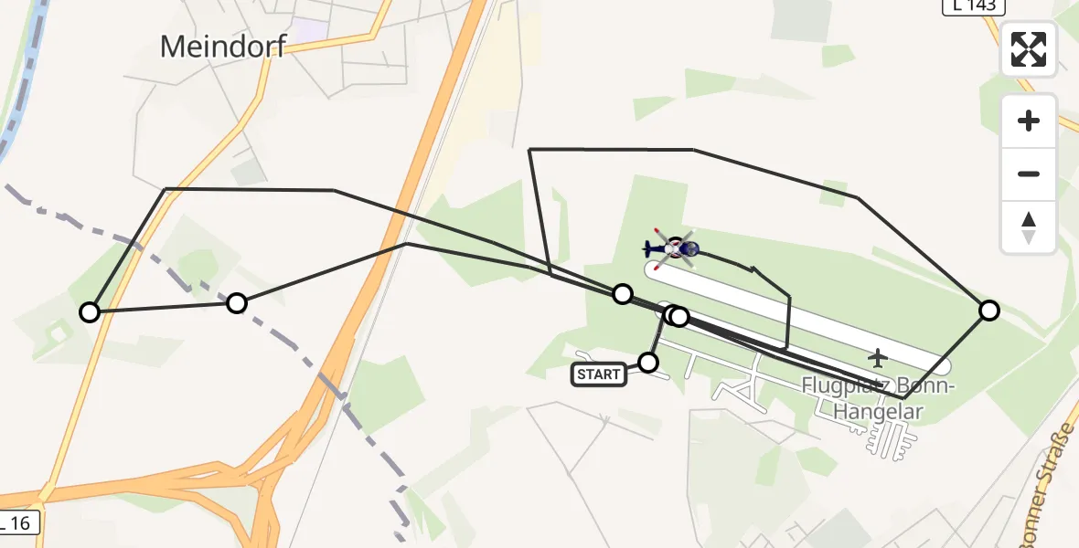 Flugroute Polizeihubschrauber Sankt Augustin - Sankt Augustin, 29 Juli 2026, 06:35