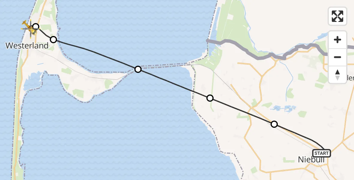 Flugroute Ambulanzhubschrauber Niebüll - Sylt, 29 Juli 2026, 07:41