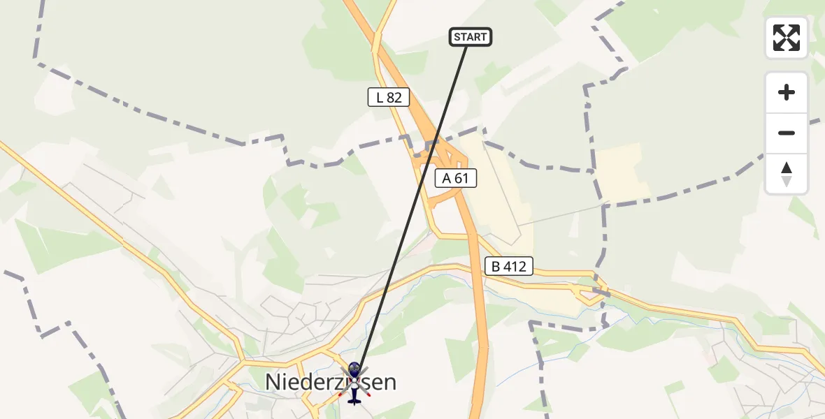 Flugroute Polizeihubschrauber Waldorf - Niederzissen, 29 Juli 2026, 09:14