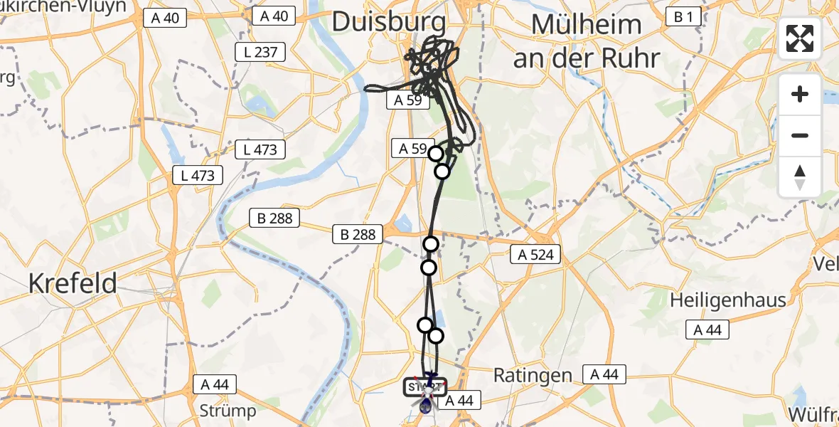 Flugroute Polizeihubschrauber Düsseldorf Flughafen - Düsseldorf Flughafen, 29 Juli 2026, 09:18