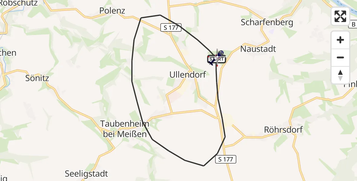 Flugroute Polizeihubschrauber Klipphausen - Klipphausen, 29 Juli 2026, 09:23