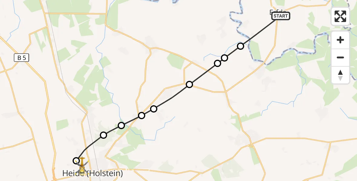 Flugroute Ambulanzhubschrauber Erfde - Heide, 29 Juli 2026, 09:32