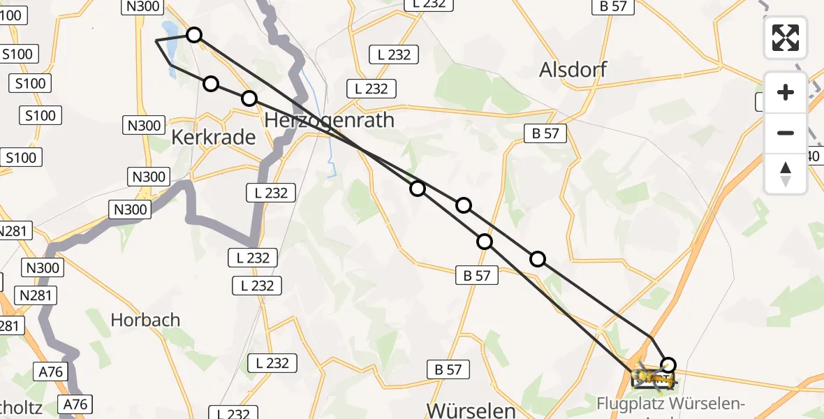 Flugroute Rettungshubschrauber Aachen-Merzbrück Flughafen - Aachen-Merzbrück Flughafen, 29 Juli 2026, 09:47